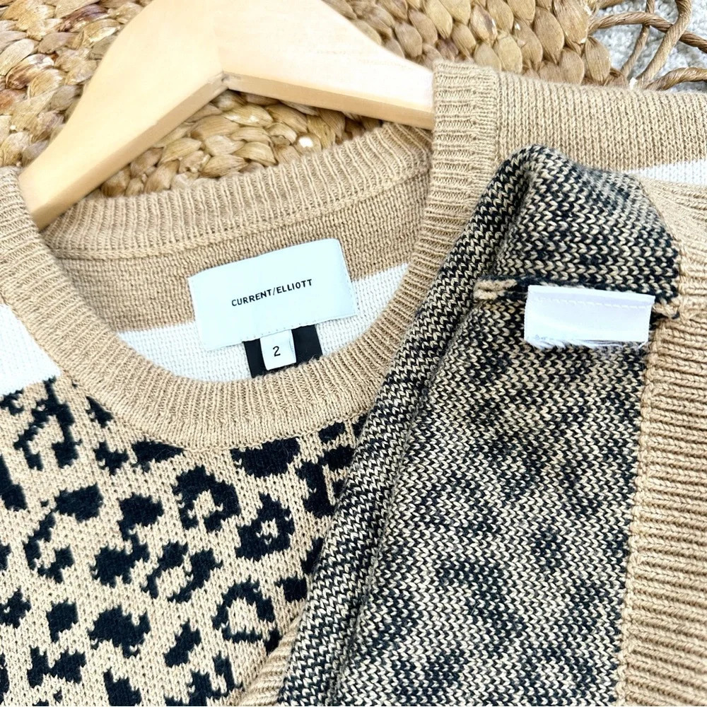 Current/Elliott Duvall Leopard Animal Print Sweater Pullover Wool Blend Size 2 - Picture 9 of 11